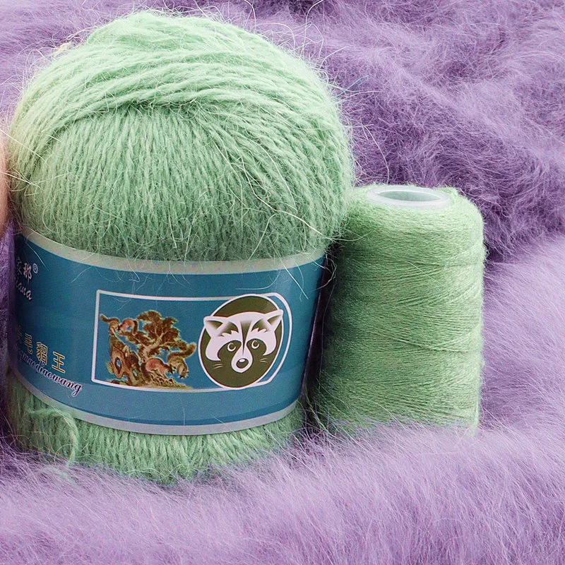 2pcs 50g+20g/set Angora Rabbit 14s/2 Plush Cashmere Mink Yarn Quality DIY Hand KNITTING YARN Winter Warm Soft Sweater Hat пряжа