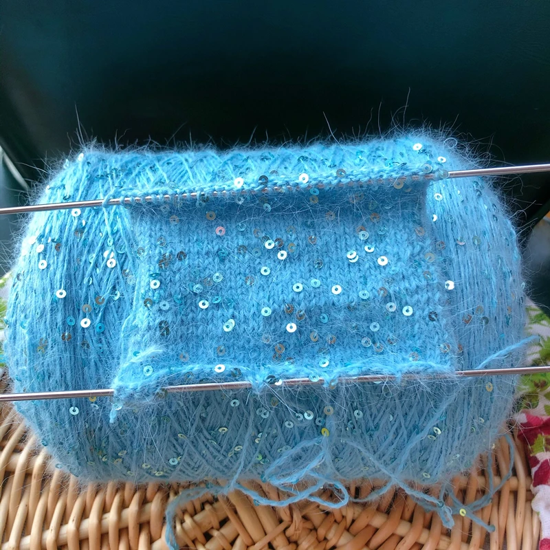 пряжа 500g 2000M Plush Angora rabbit hair mink Yarn 3mm Sequins DIY knitting Christmas Sweater Hat Scarf Decoration Wool Yarn - Image 2