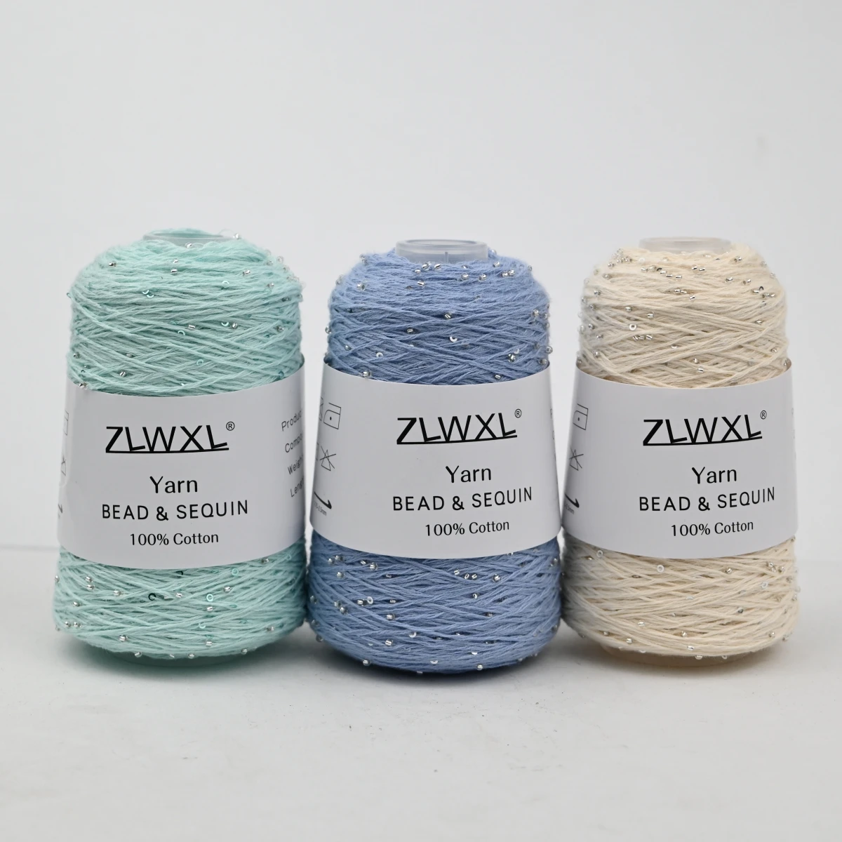 100g 420M 2mm Sequin & Bead cotton yarn DIY Knitted decoration Hand crochet KNITTING YARN - Image 4