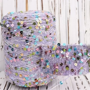 Gradient пряжа 50g/Ball /140M 100% cotton yarn 6mm+3mm special Sequin yarn DIY garment accessories Rag doll Knitting yarn