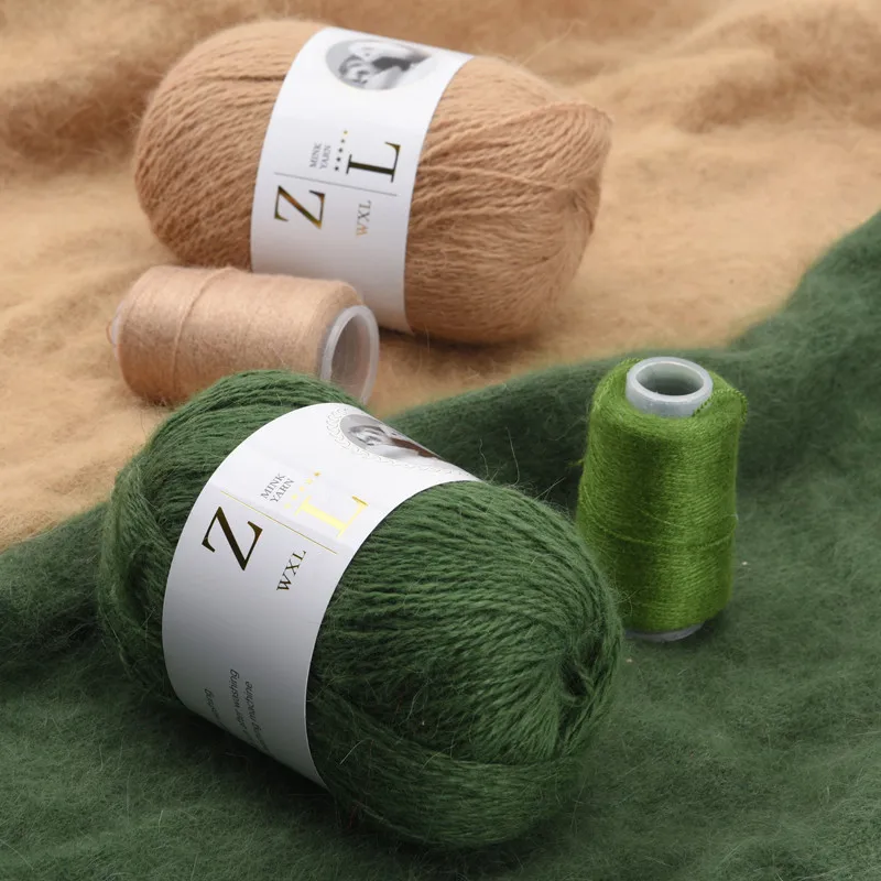 5set* 50g+20g Partner / Set Super High Quality Long Mink Yarn DIY Knitting For Woman Sweater Baby Scarf Hat пряжа Yarn