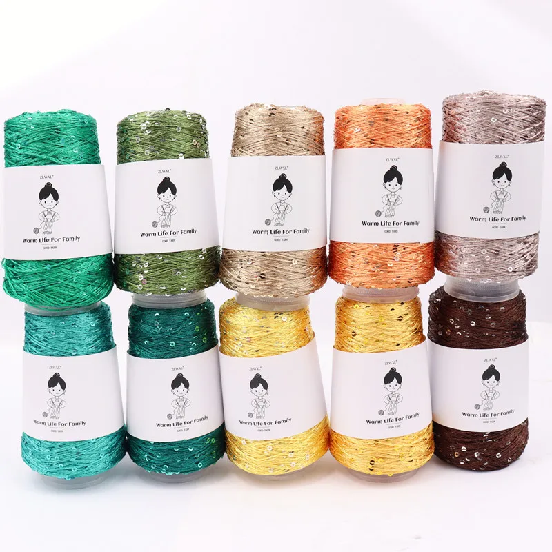 100g New пряжа 700M Spool Summer ice silk Mercerized yarn special Sequin yarn DIY hand woven Rag doll knitting wool blanket - Image 5