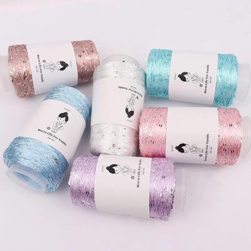 100g New пряжа 700M Spool Summer ice silk Mercerized yarn special Sequin yarn DIY hand woven Rag doll knitting wool blanket - Image 3