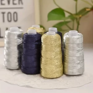 Handmade 200g Core-Wrapped Yarn Special Thread Gold & Silver DIY Hand-Woven Yarn for Crafting