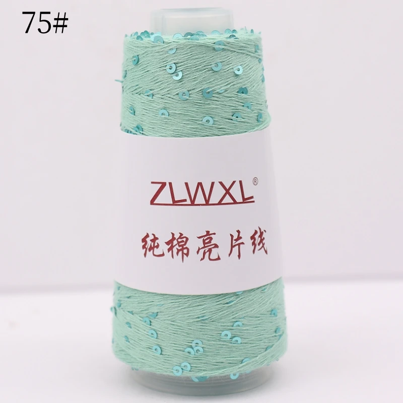 Блэк пряжа 50g 400M 3mm Sequin cotton yarn DIY Knitted decoration Hand crochet KNITTING YARN - Image 3