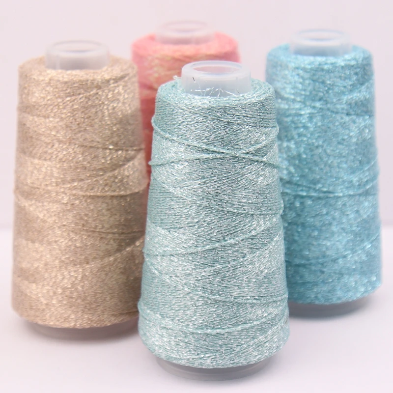 2pcs 50g 300M Bright silk Lurex Hollow yarn DIY Hand knitted doll, bag Hat Gold Pure Silver Fabric Metallic Knitting yarn