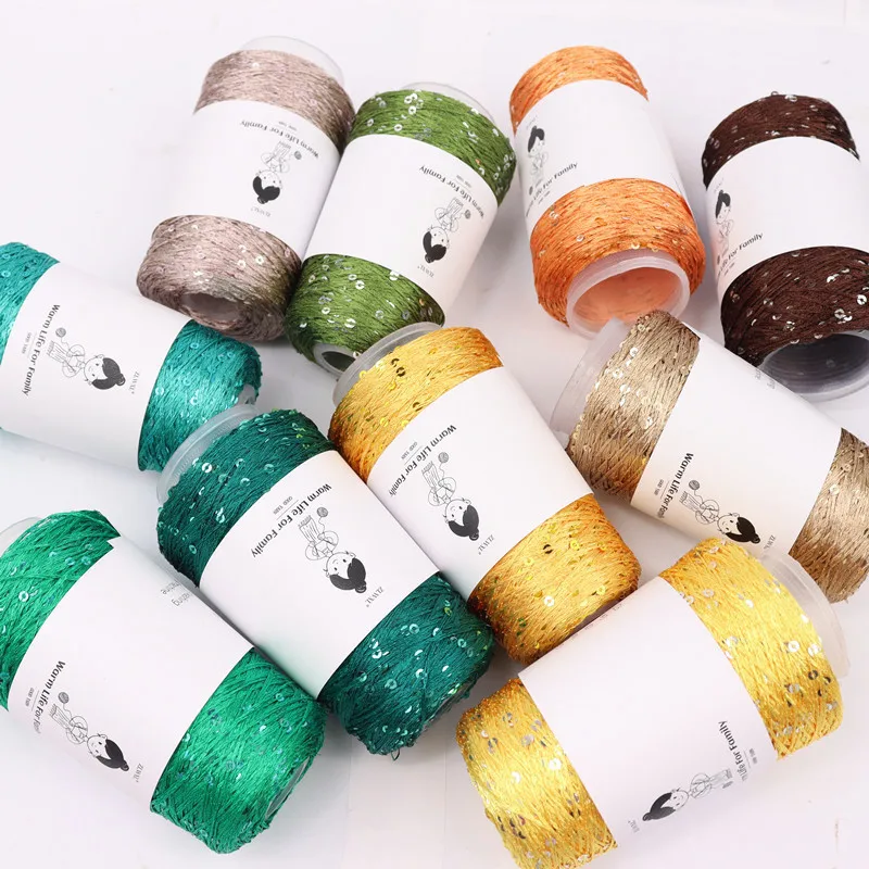 100g New пряжа 700M Spool Summer ice silk Mercerized yarn special Sequin yarn DIY hand woven Rag doll knitting wool blanket - Image 6