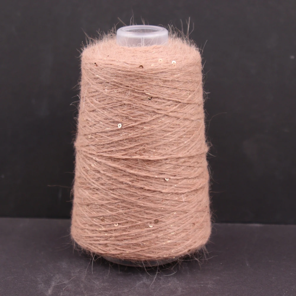300g 1800m Angora 2mm sequin lurex yarn Angora rabbit hair cashmere wool long mink yarn Soft fluffy - Image 3