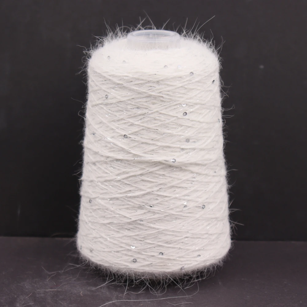 300g 1800m Angora 2mm sequin lurex yarn Angora rabbit hair cashmere wool long mink yarn Soft fluffy - Image 5