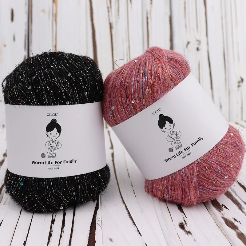 50g/Ball Sequins Mohair gold silver silk Sequin Yarn DIY Hand Knitting FOR woman Baby Thin sweater knit shirt scarf Hat Yarn - Image 4