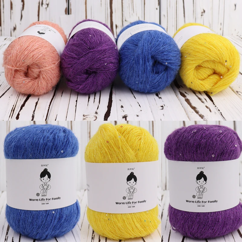 50g/Ball Sequins Mohair gold silver silk Sequin Yarn DIY Hand Knitting FOR woman Baby Thin sweater knit shirt scarf Hat Yarn - Image 3