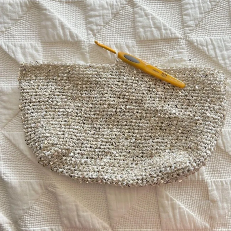 2pcs 50g 300M Bright silk Lurex Hollow yarn DIY Hand knitted doll, bag Hat Gold Pure Silver Fabric Metallic Knitting yarn - Image 3