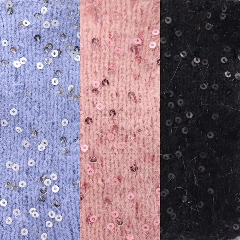3mm Sequins 300g 600M Plush Angora rabbit hair Yarn пряжа DIY knitting Christmas Sweater Hat Scarf Decoration Wool Yarn - Image 6