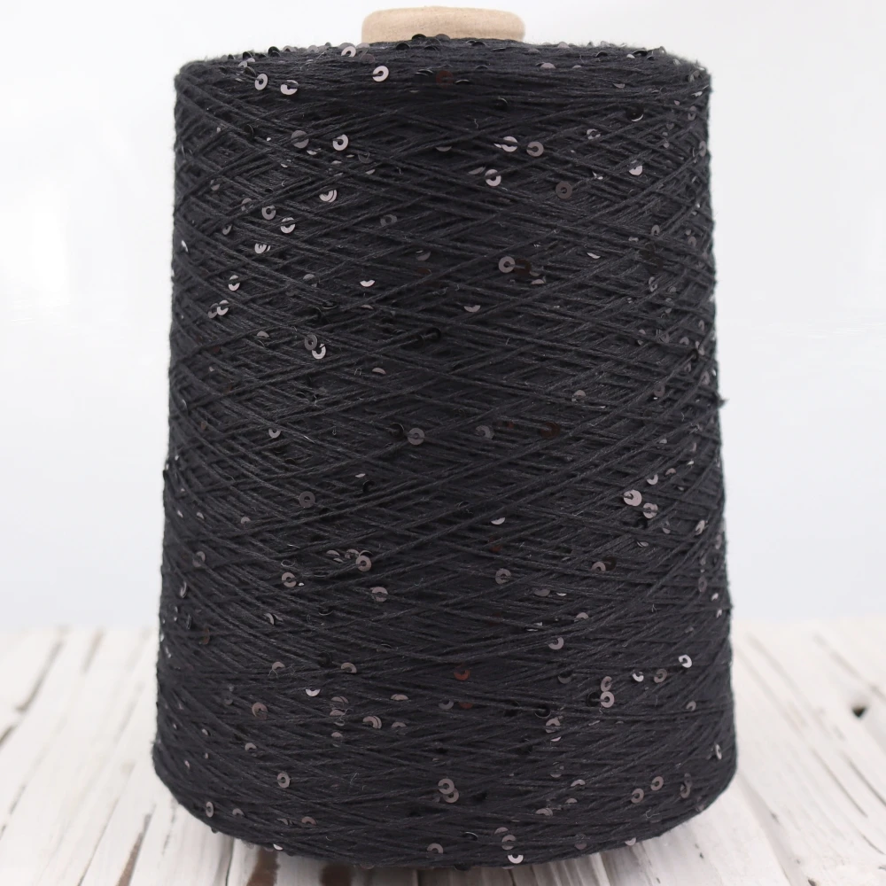 500g 4000M 3mm Sequin cotton yarn DIY Knitted decoration Hand crochet KNITTING YARN - Image 4