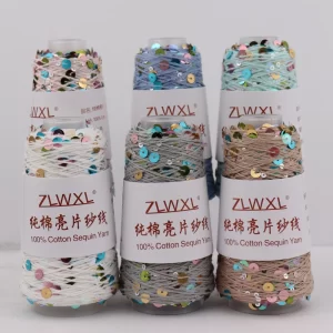 пряжа 50g 150M 100% cotton yarn 6mm+3mm special Sequin yarn DIY garment accessories Rag doll Knitting yarn