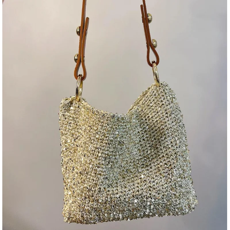 2pcs 50g 300M Bright silk Lurex Hollow yarn DIY Hand knitted doll, bag Hat Gold Pure Silver Fabric Metallic Knitting yarn - Image 4