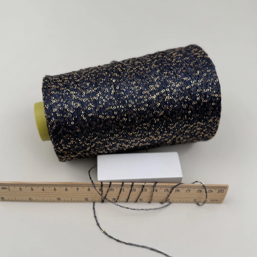 New Colour Блэк пряжа 500g 2500M 2mm Sequin Polyester filament yarn DIY Knitted decoration Hand crochet KNITTING YARN - Image 6