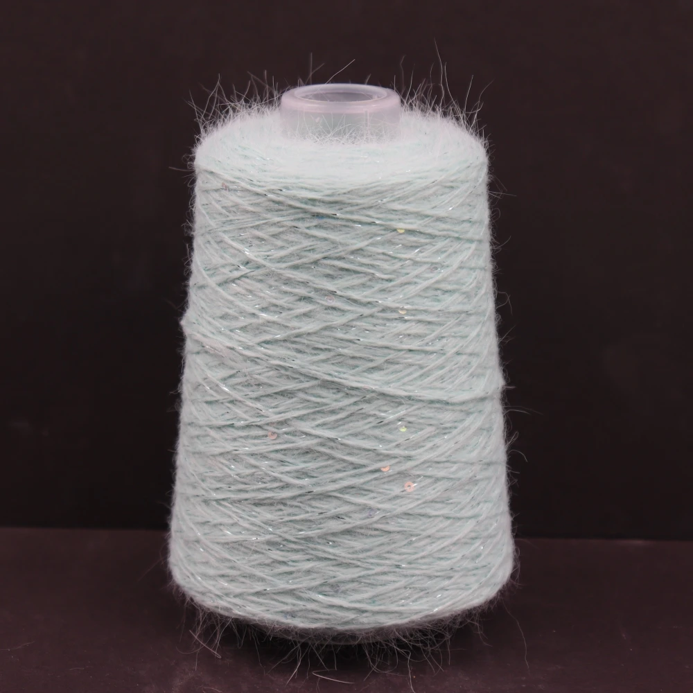 300g 1800m Angora 2mm sequin lurex yarn Angora rabbit hair cashmere wool long mink yarn Soft fluffy