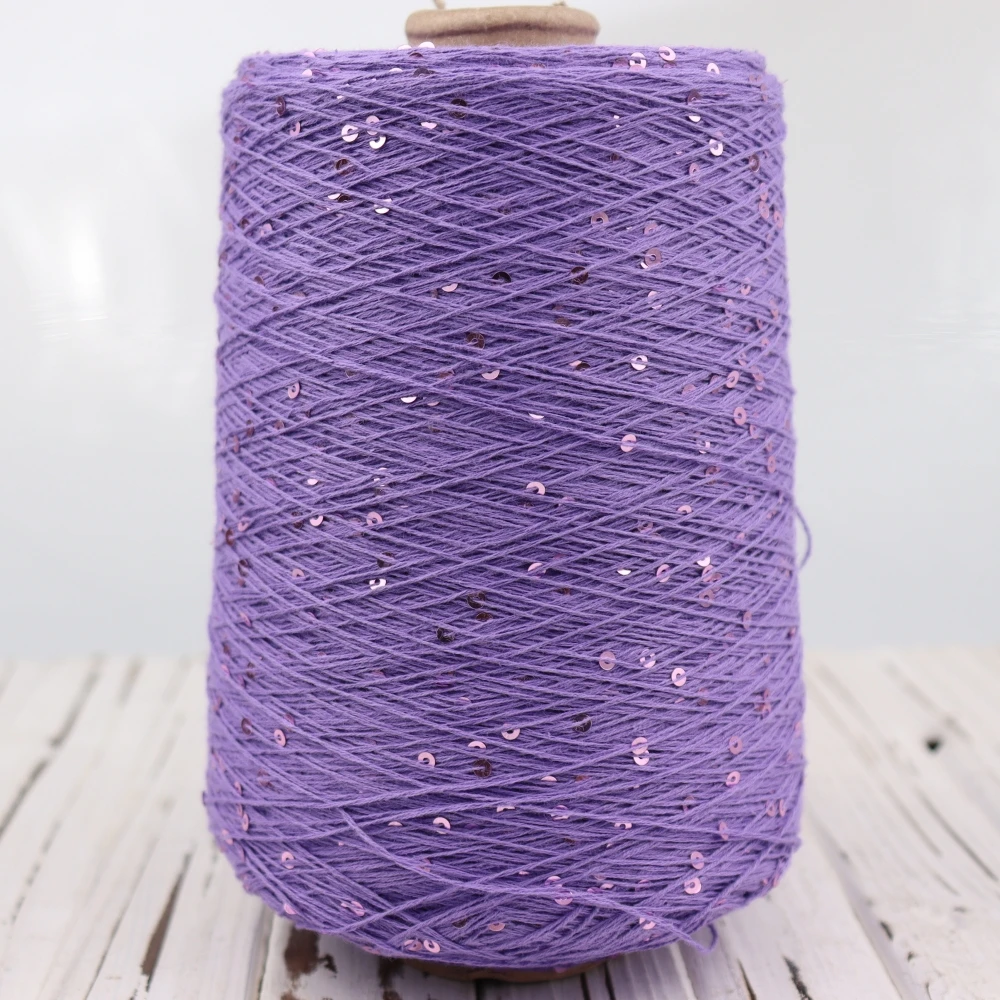 Блэк пряжа 100g 800M 3mm Sequin cotton yarn DIY Knitted decoration Hand crochet KNITTING YARN - Image 5
