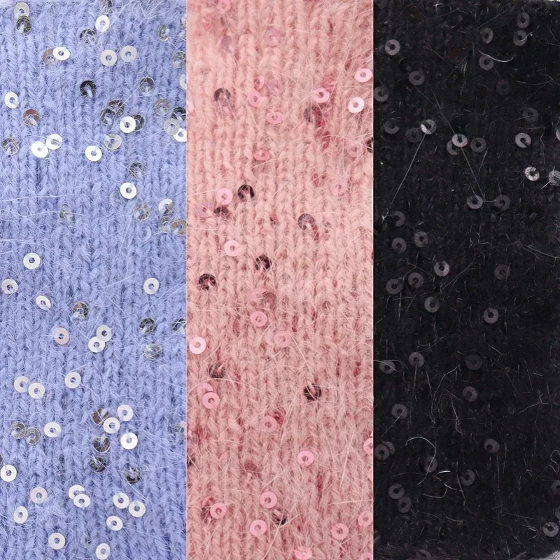 50g 100M Plush Angora rabbit hair Yarn 3mm Sequins пряжа DIY Knitting Christmas Sweater Hat Scarf Decoration Wool Yarn - Image 3