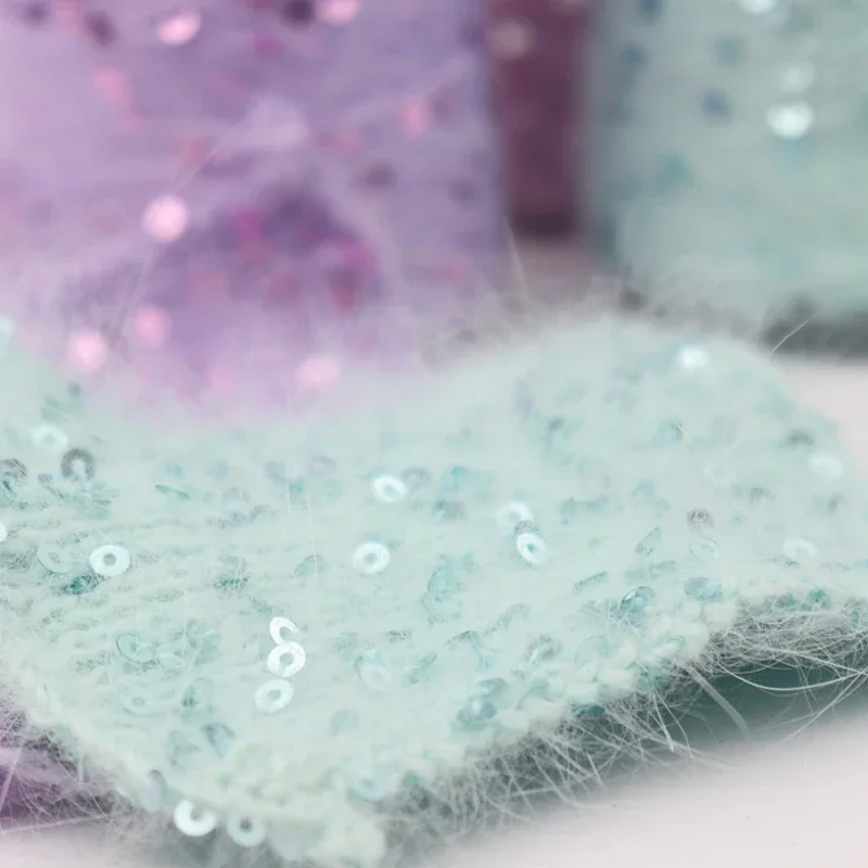 50g 100M Plush Angora rabbit hair Yarn 3mm Sequins пряжа DIY Knitting Christmas Sweater Hat Scarf Decoration Wool Yarn - Image 6