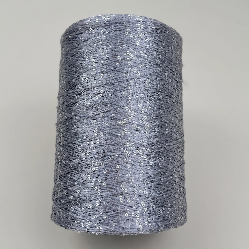 New Colour Блэк пряжа 500g 2500M 2mm Sequin Polyester filament yarn DIY Knitted decoration Hand crochet KNITTING YARN - Image 3