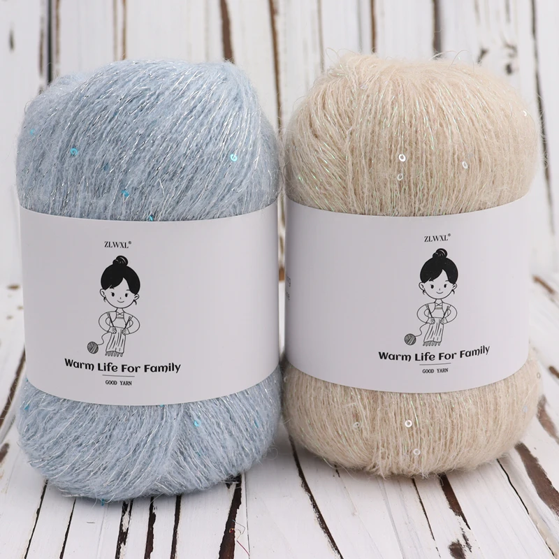 50g/Ball Sequins Mohair gold silver silk Sequin Yarn DIY Hand Knitting FOR woman Baby Thin sweater knit shirt scarf Hat Yarn
