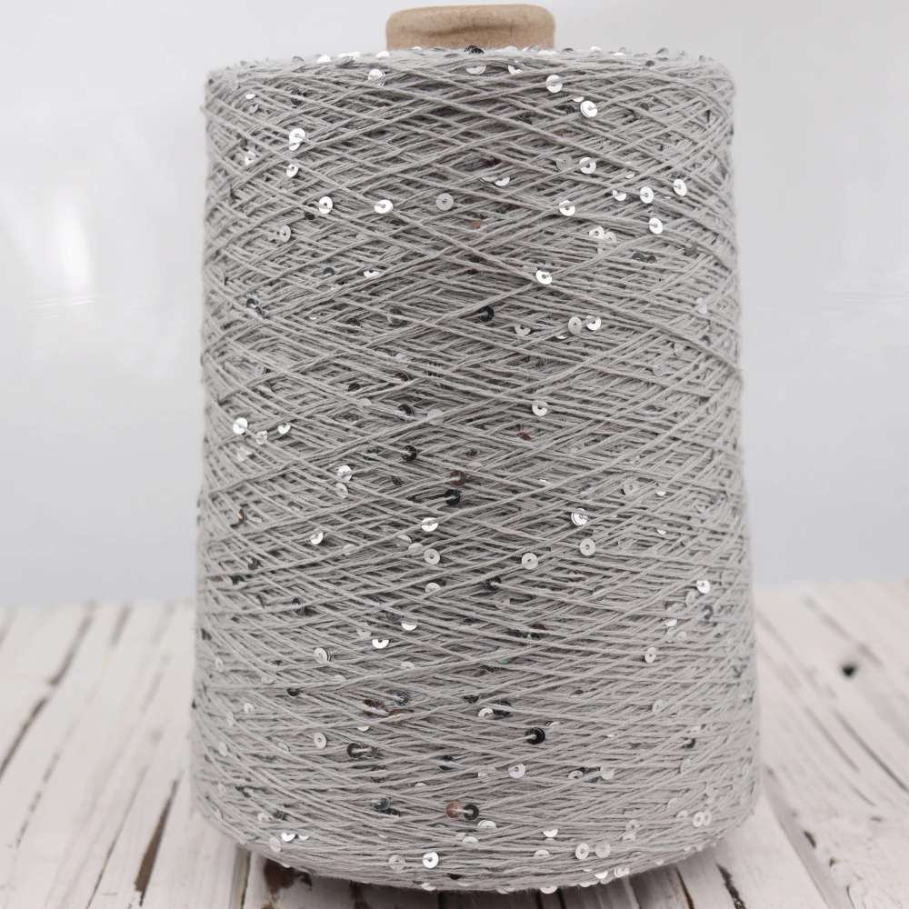 Блэк пряжа 100g 800M 3mm Sequin cotton yarn DIY Knitted decoration Hand crochet KNITTING YARN - Image 3
