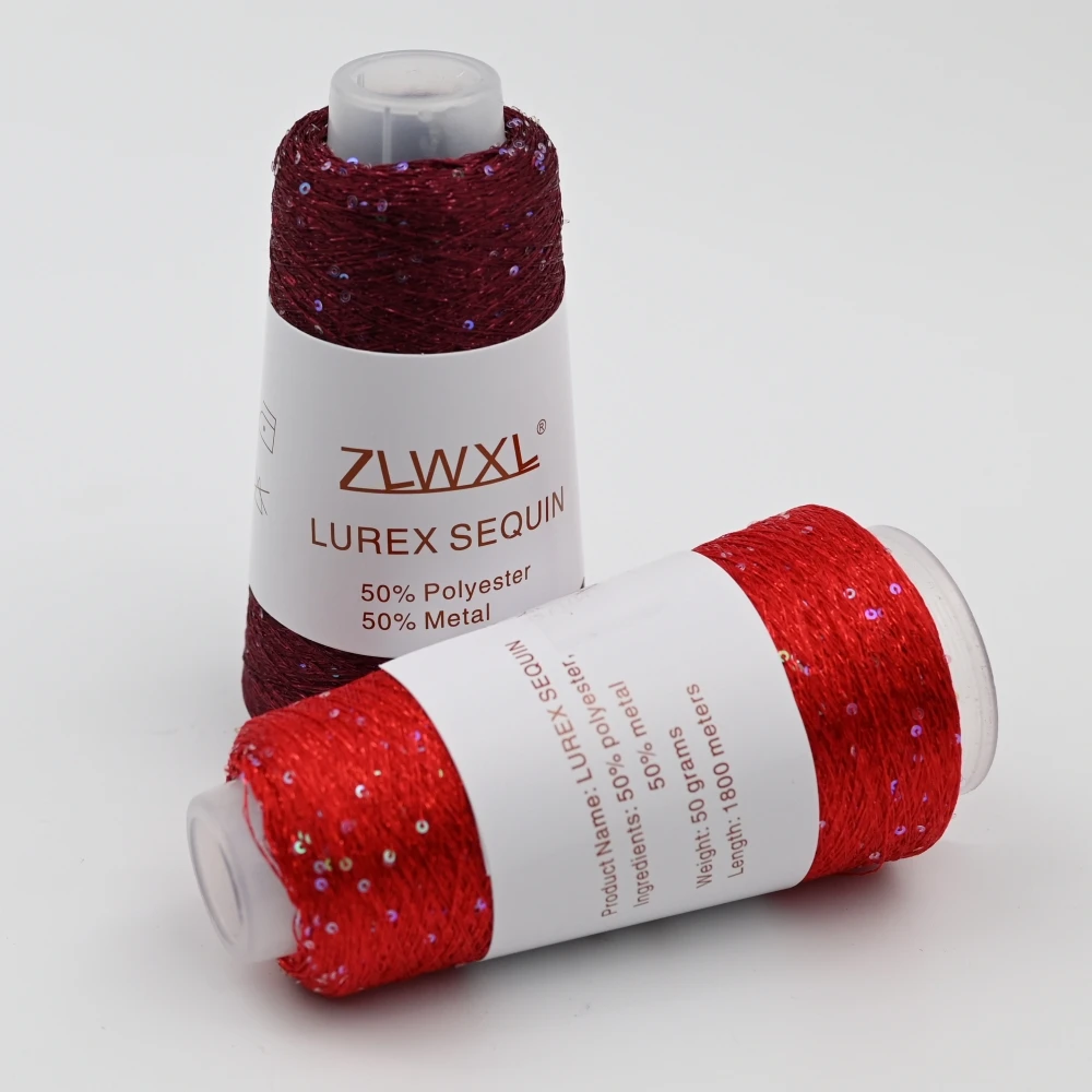 NEW Sequin Gold Pure Silver Lurex Fabric 50g Ball Metallic Knitting Yarn for Crafts Wholesale