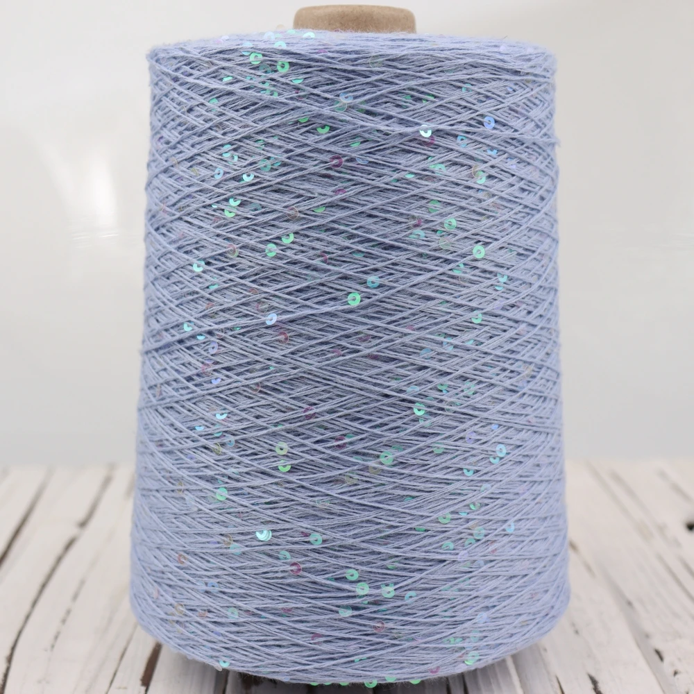 Блэк пряжа 100g 800M 3mm Sequin cotton yarn DIY Knitted decoration Hand crochet KNITTING YARN - Image 6