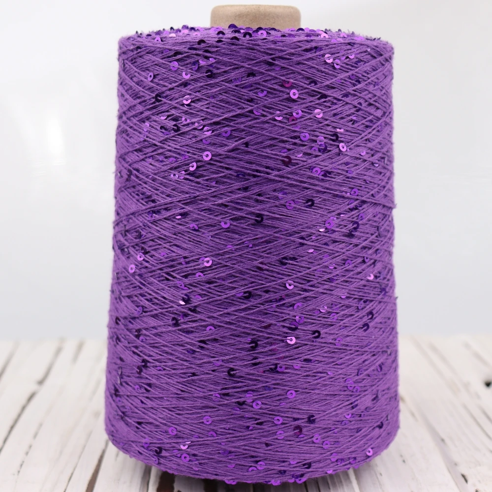 Блэк пряжа 100g 800M 3mm Sequin cotton yarn DIY Knitted decoration Hand crochet KNITTING YARN - Image 2