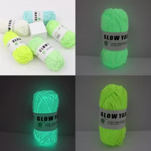 Novel Functional Yarn Glow in the Dark Polyester Luminous Chunky Yarn 2mm for Hand Knitting Carpet Sweater Hat