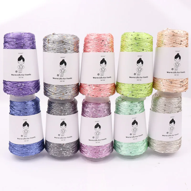 100g New пряжа 700M Spool Summer ice silk Mercerized yarn special Sequin yarn DIY hand woven Rag doll knitting wool blanket - Image 4